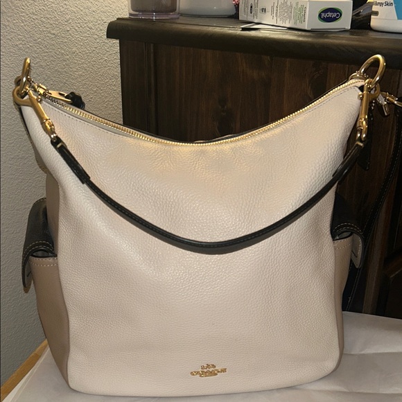 COACH Penny Shoulder Bag Chalk Multi Colorblock Refined Pebble Leather. - Picture 4 of 16